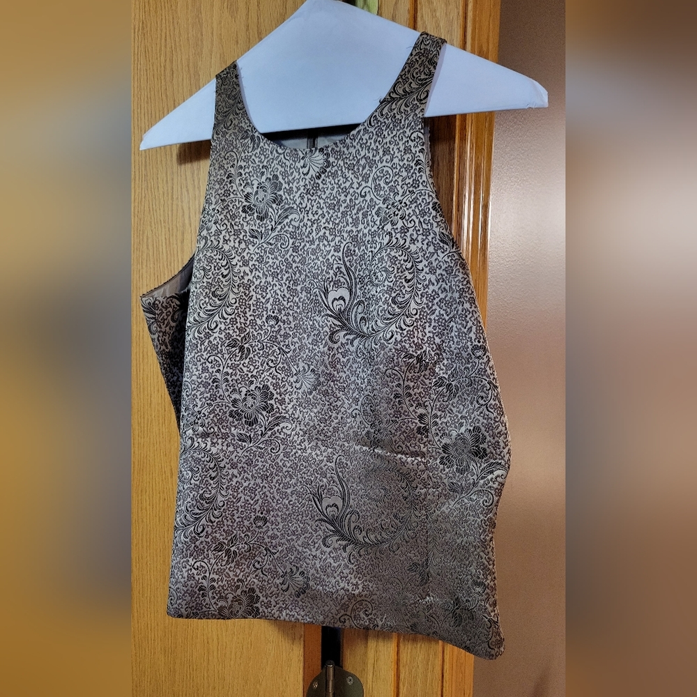 Y2K Ann Taylor neck zip shell, brown pattern, size 10